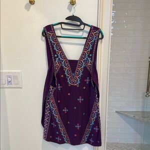 Free People Embroidered Purple Dress